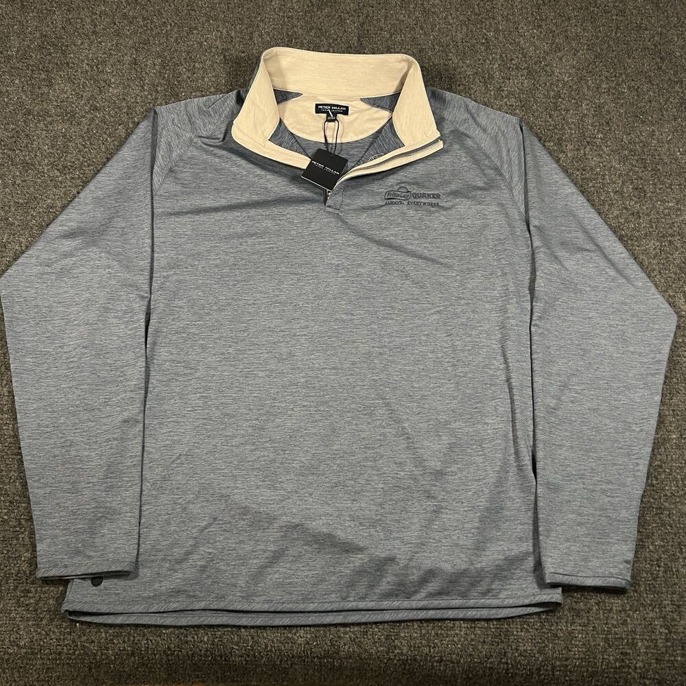Peter Millar Crown Crafted Stealth Performance Quarter Zip Men's XL Blue Logo